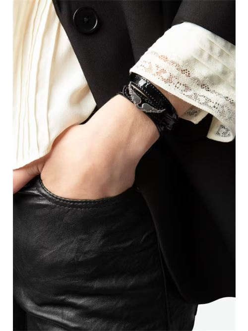 ROCK CROCO LEATHER BRACELET ZADIG&VOLTAIRE | OWJW01751011 BLACK